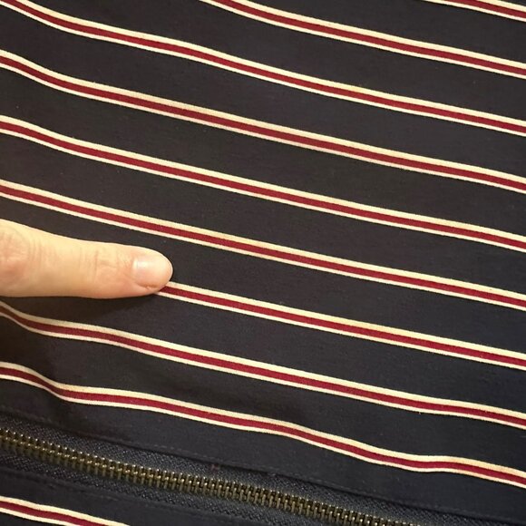 Vintage Women’s Reversible Navy Blue & Red Striped Geometric shaped Jacket - Picture 2 of 10